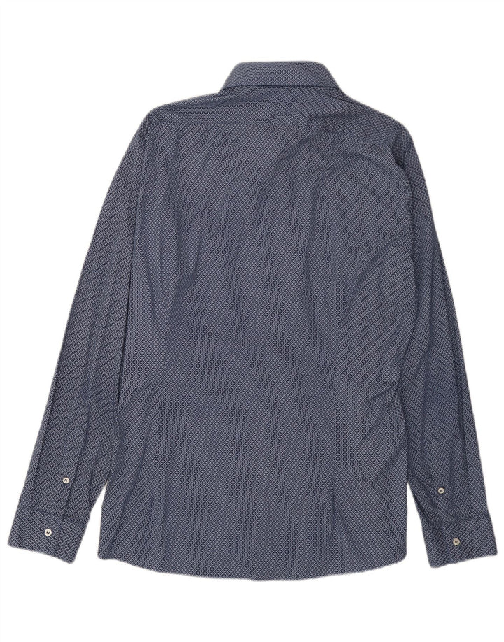 Camicia da uomo Ungaro Taglia 17 43 XL Blu navy geometrico
