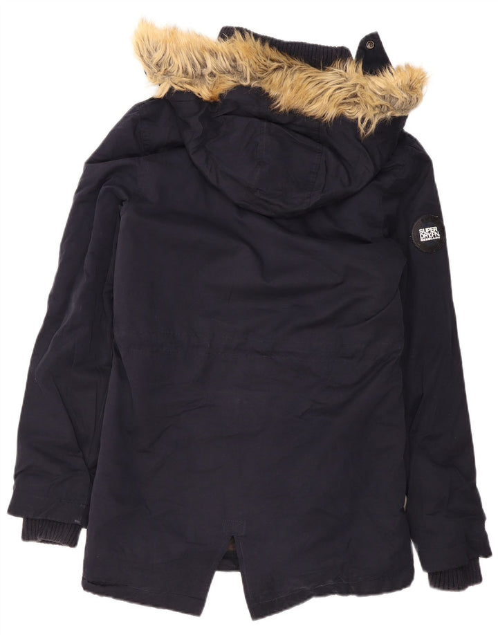 Giacca parka Sherpa da donna con cappuccio Superdry UK 14 poliestere medio blu navy