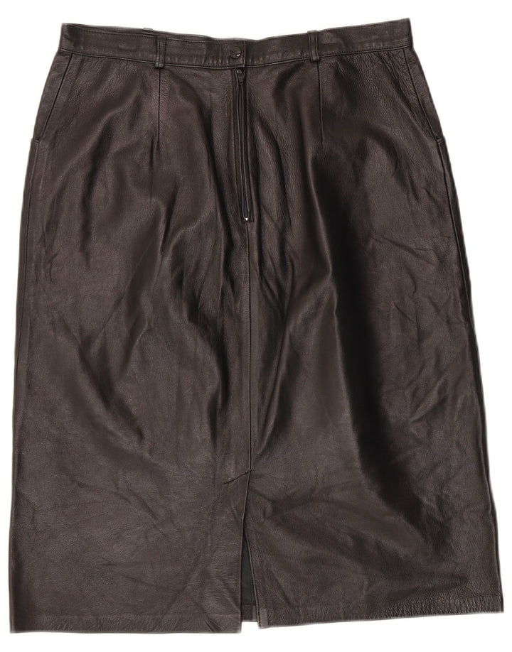 Gonna in pelle vintage da donna W32 grande nera
