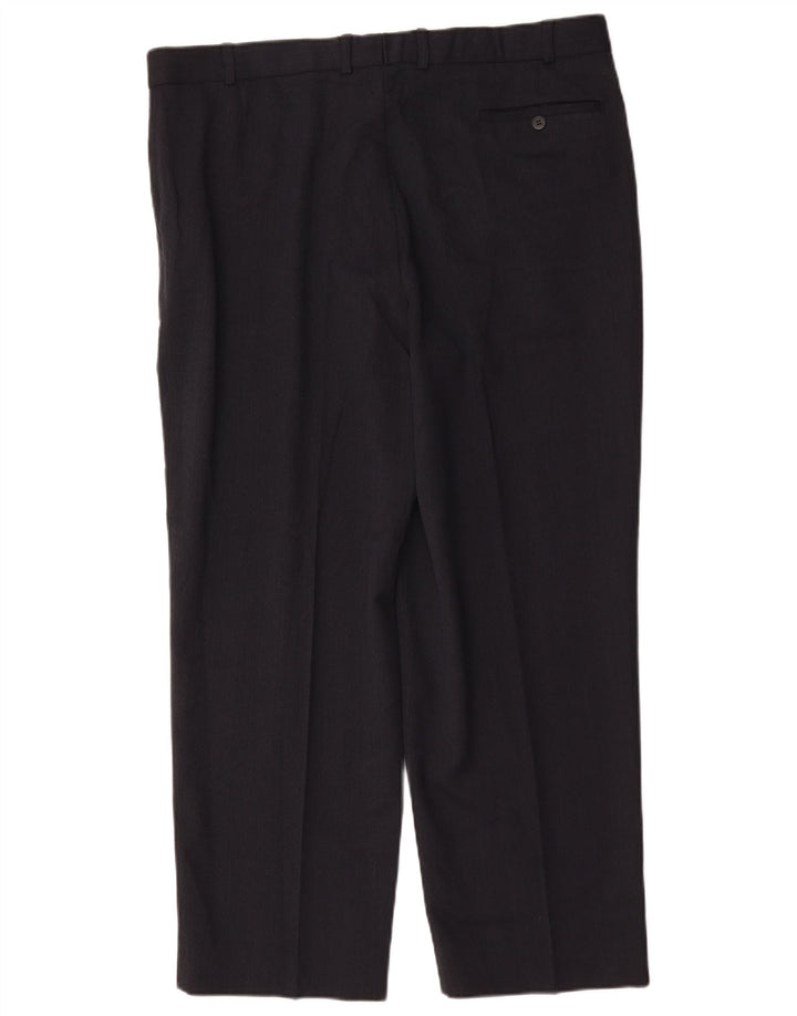 Pantaloni da abito dritti da uomo Marks & Spencer W40 L29 poliestere blu navy