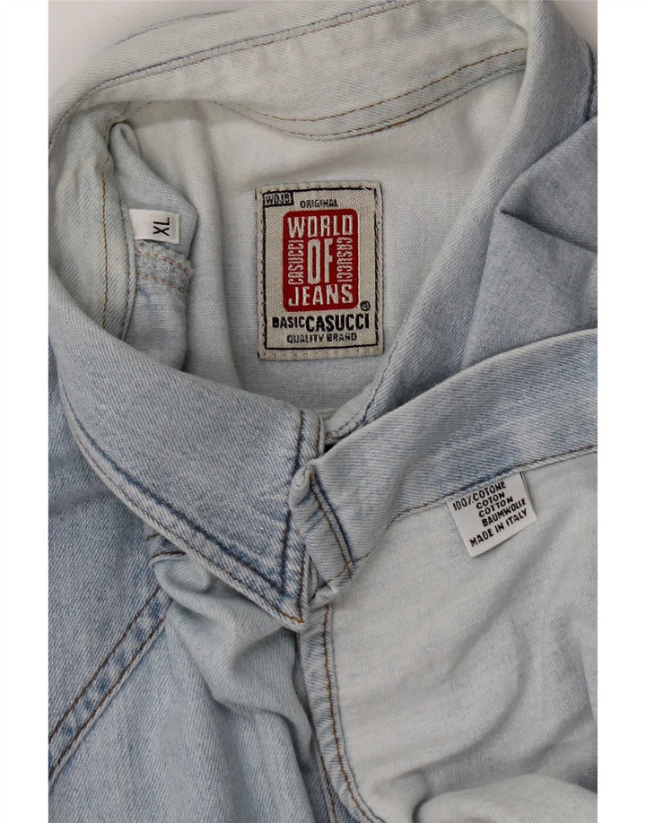 Camicia di jeans da uomo Casucci XL in cotone blu