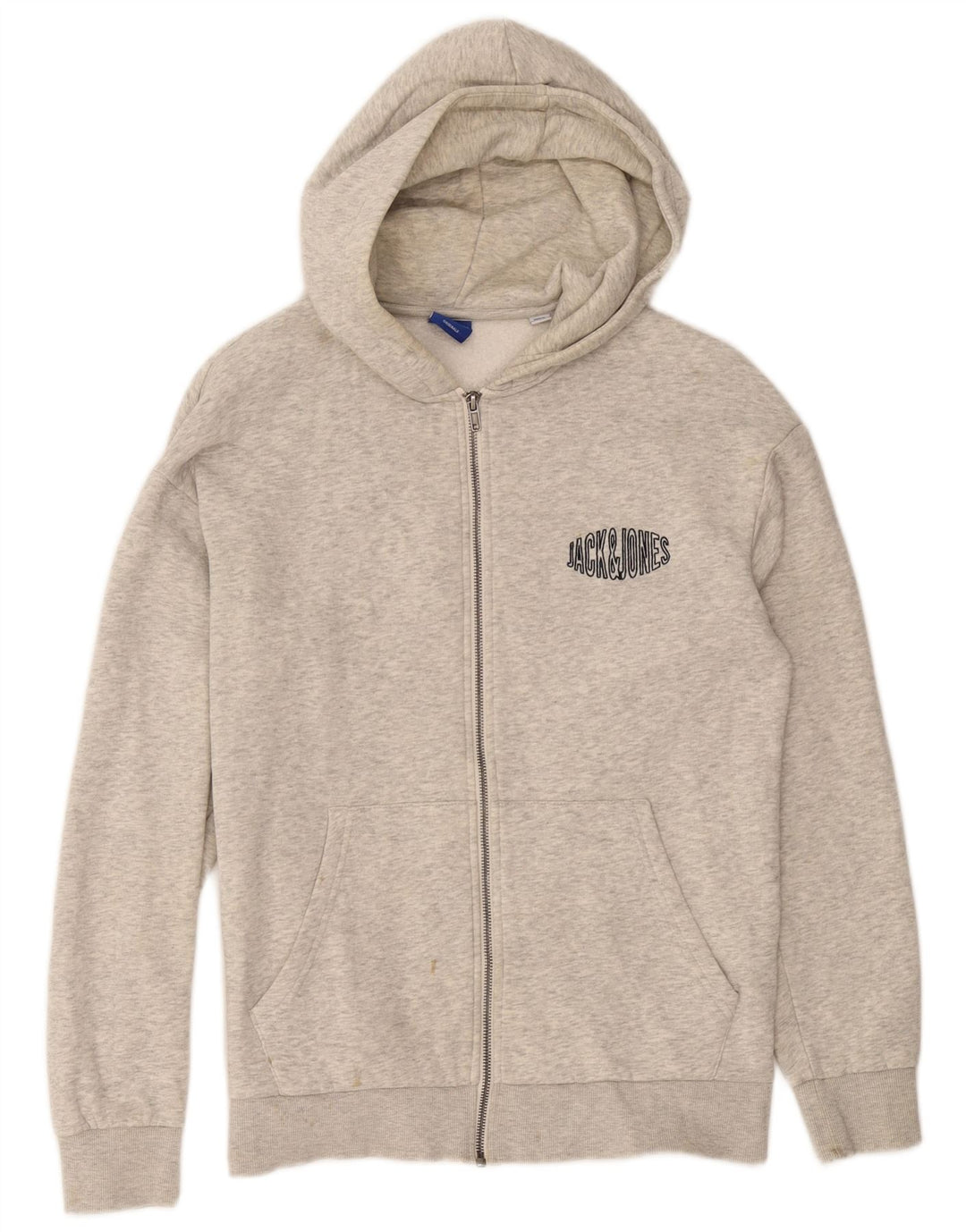 JACK & JONES Maglione con cappuccio e zip da uomo in cotone screziato grigio medio
