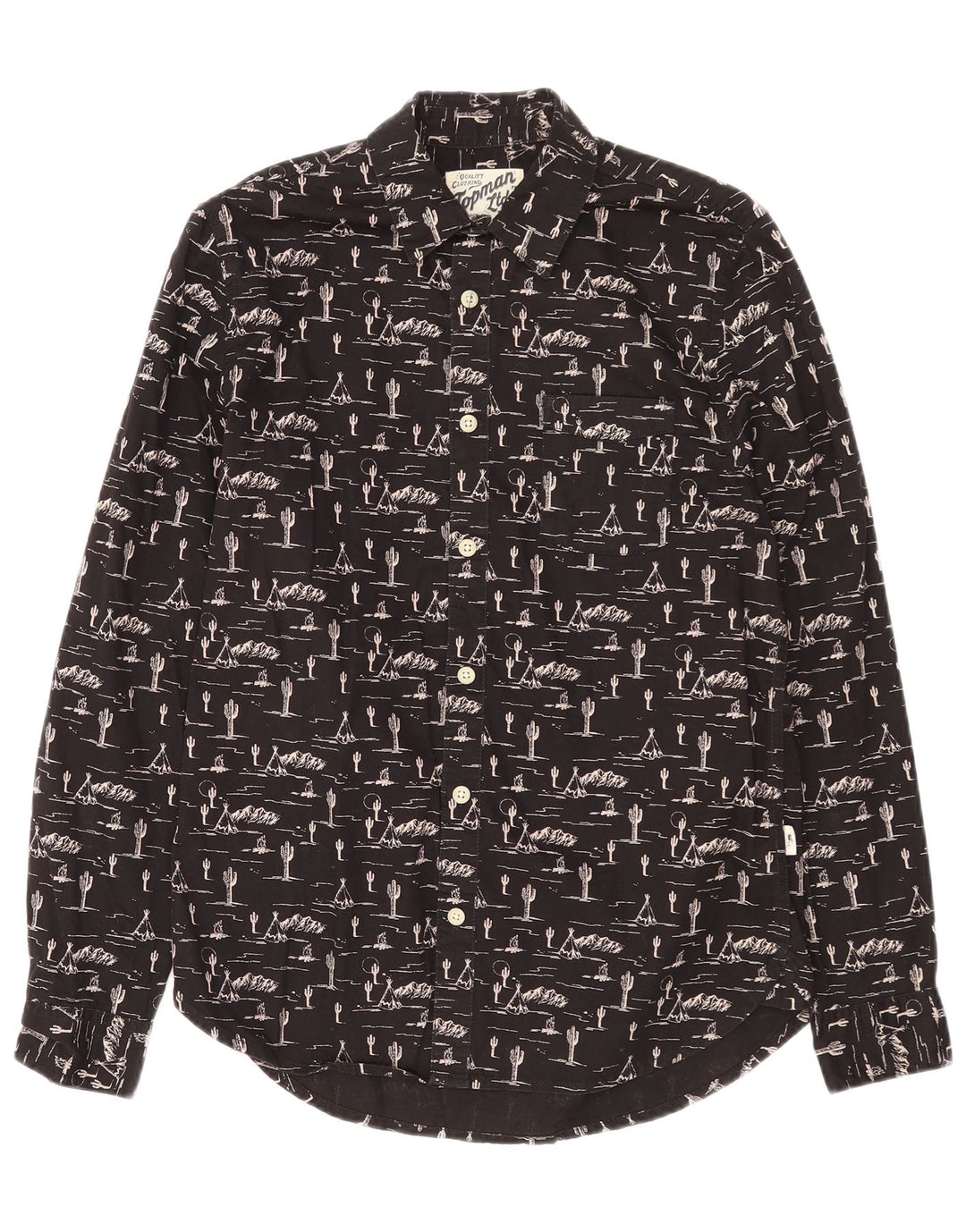 TOPMAN Camicia da uomo con motivo astratto piccola in cotone nero