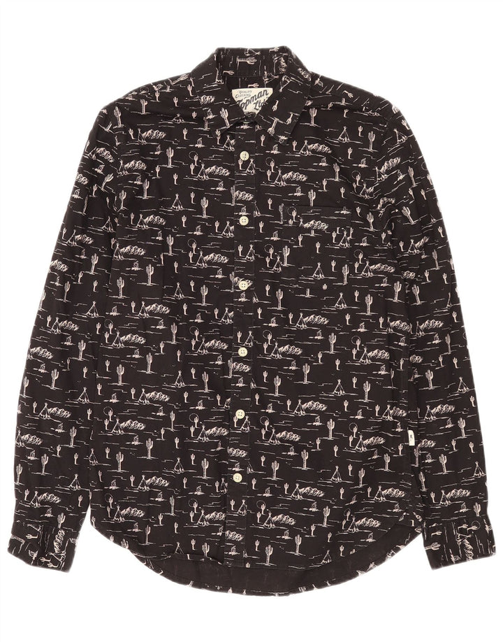TOPMAN Camicia da uomo con motivo astratto piccola in cotone nero