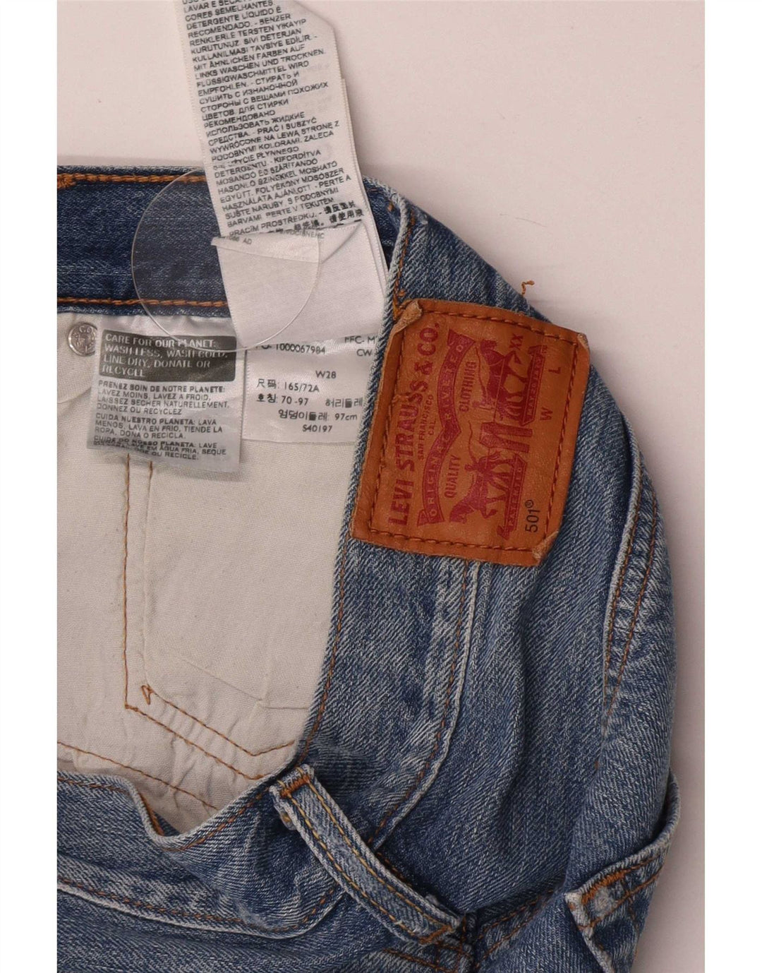 Pantaloncini di jeans Levi's 501 da donna W28 cotone blu medio
