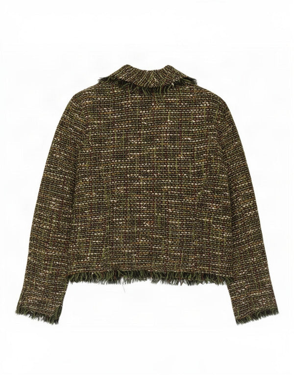 Giacca vintage da donna Petite Open Blazer US 14 XL Acrilico screziato verde