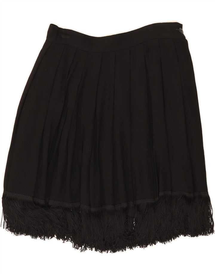 VINTAGE Womens Pleated A-Line Skirt IT 44 Medium W28  Black Vintage Vintage and Second-Hand Vintage from Messina Hembry 