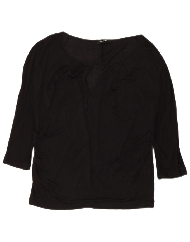 Max & Co. Top da donna manica 3/4 UK 14 seta nera media