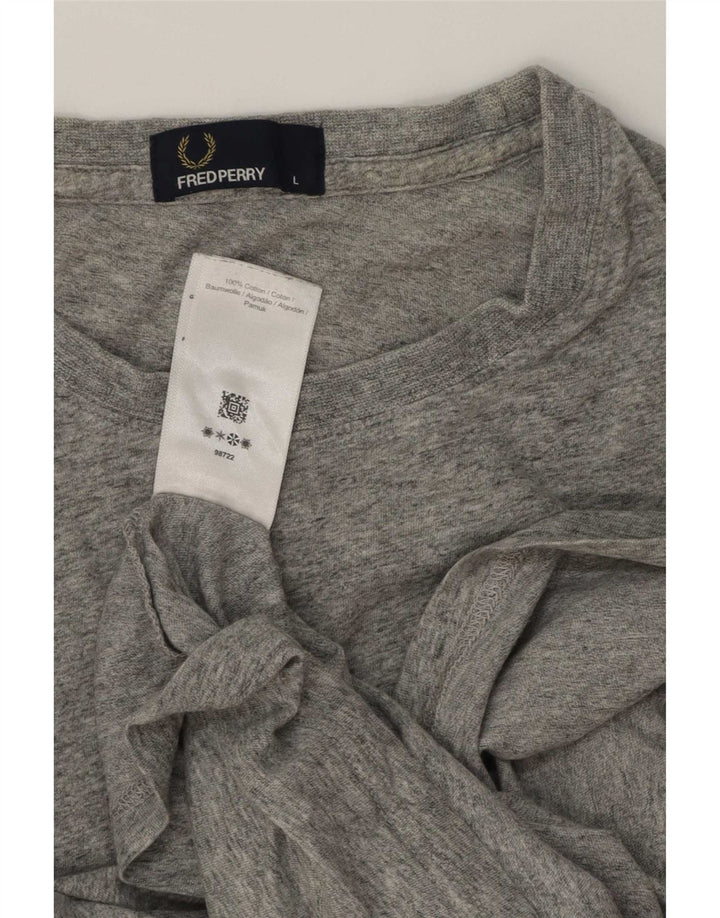 T-shirt da uomo Fred Perry Top grande in cotone chiazzato grigio