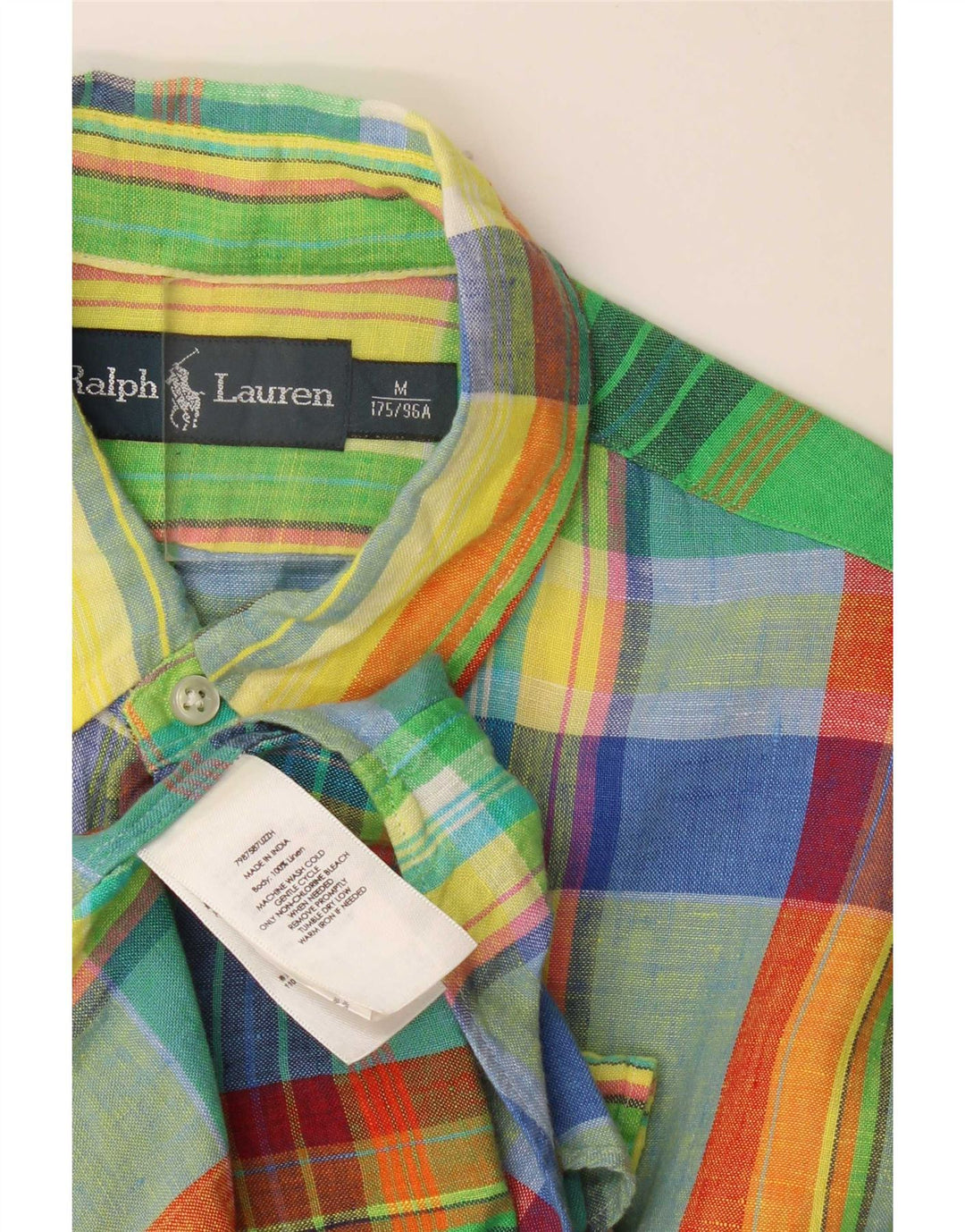 Camicia a maniche corte da uomo Ralph Lauren Lino scozzese medio multicolore
