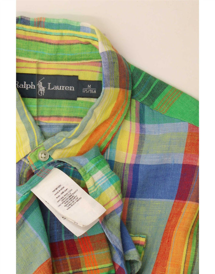Camicia a maniche corte da uomo Ralph Lauren Lino scozzese medio multicolore