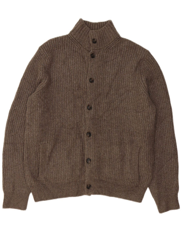 Maglione cardigan da uomo Marks & Spencer grande lana screziata marrone