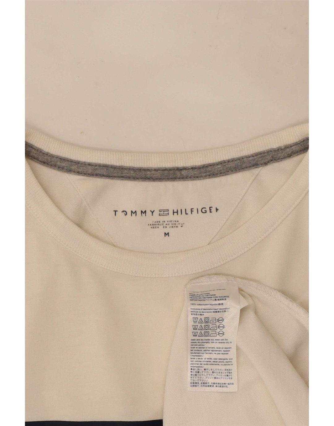 T-shirt grafica da uomo Tommy Hilfiger Top in cotone color block bianco medio