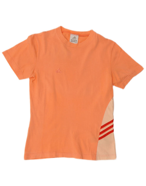 Adidas T-shirt a maniche corte da donna Top UK 12 Medium Orange Colourblock