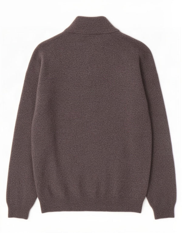 Timberland Maglione da uomo con zip sul collo, grande lana screziata grigia
