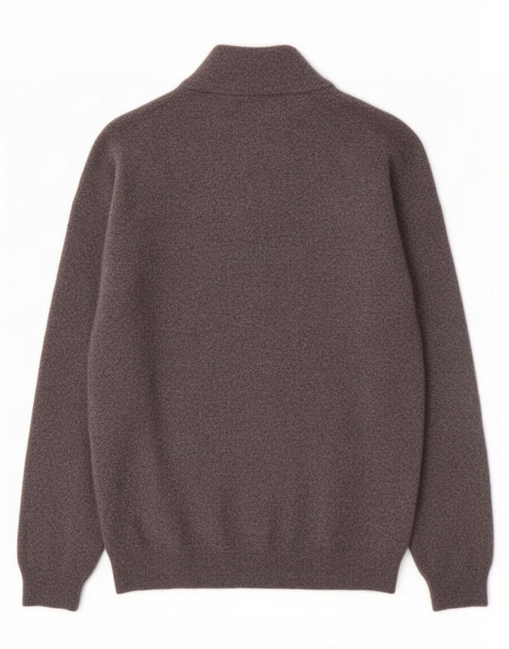 Timberland Maglione da uomo con zip sul collo, grande lana screziata grigia