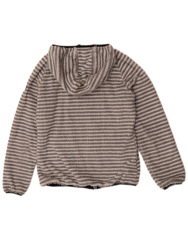 Giacca in pile con cappuccio da donna Mistral UK 14 Poliestere a righe grigio medio