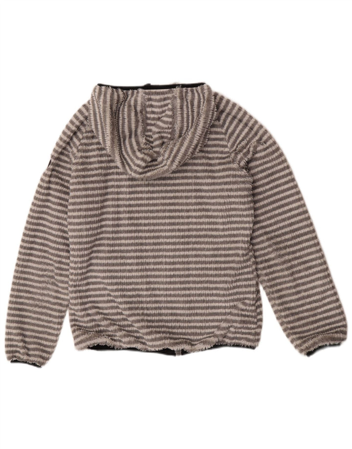Giacca in pile con cappuccio da donna Mistral UK 14 Poliestere a righe grigio medio