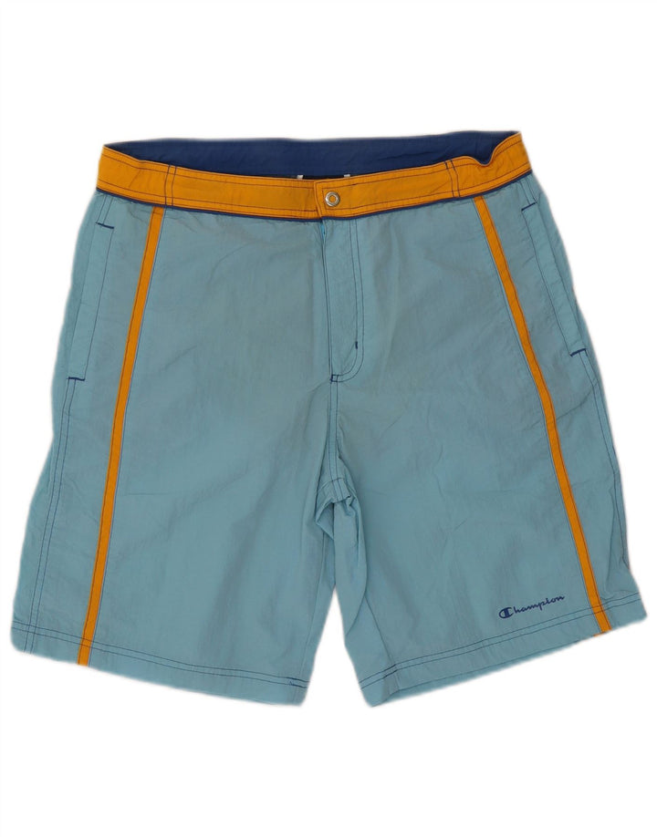 Pantaloncini da bagno da uomo Champion in poliestere color block blu medio