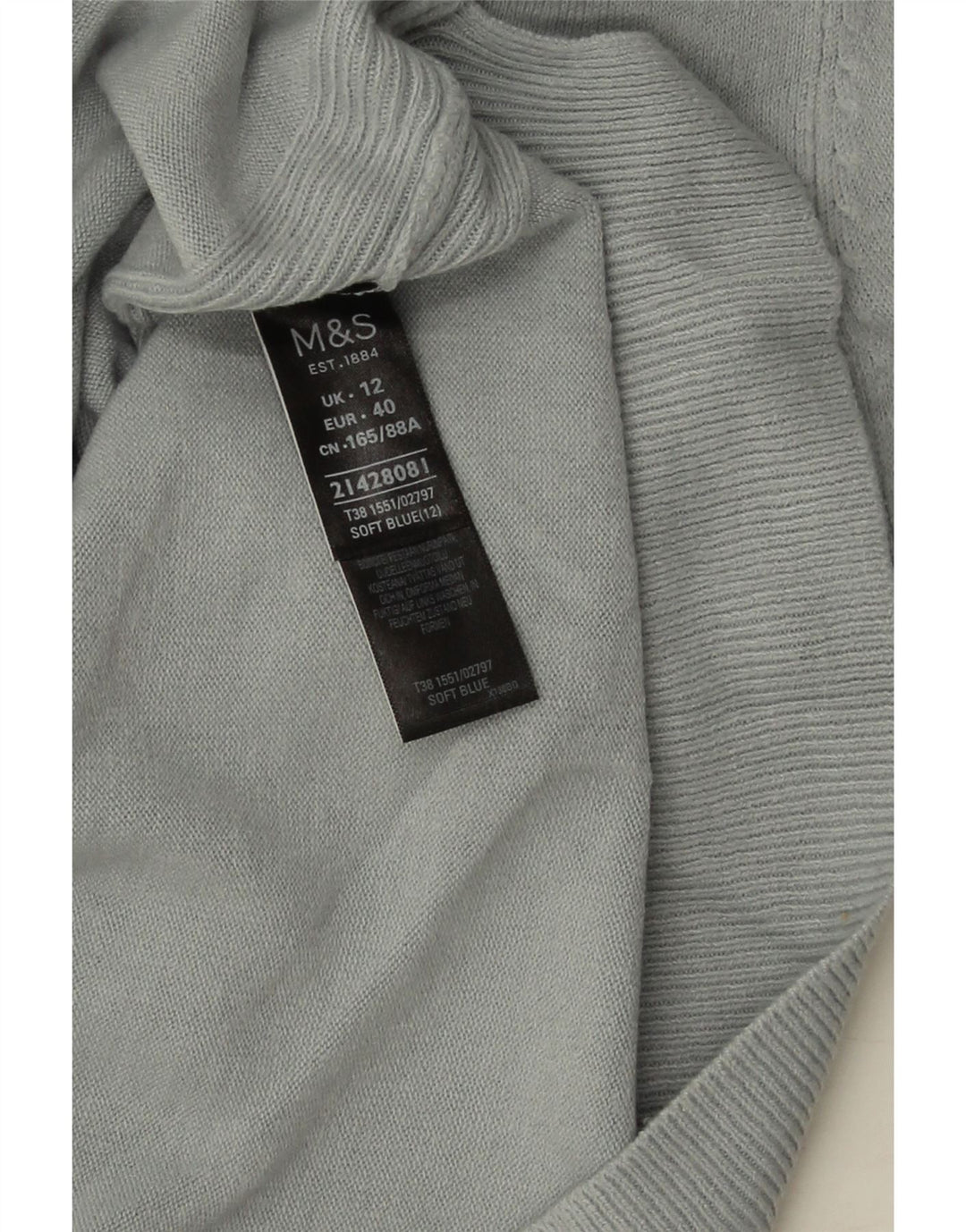 Maglione maglione girocollo da donna Marks & Spencer UK 12 Acrilico blu medio
