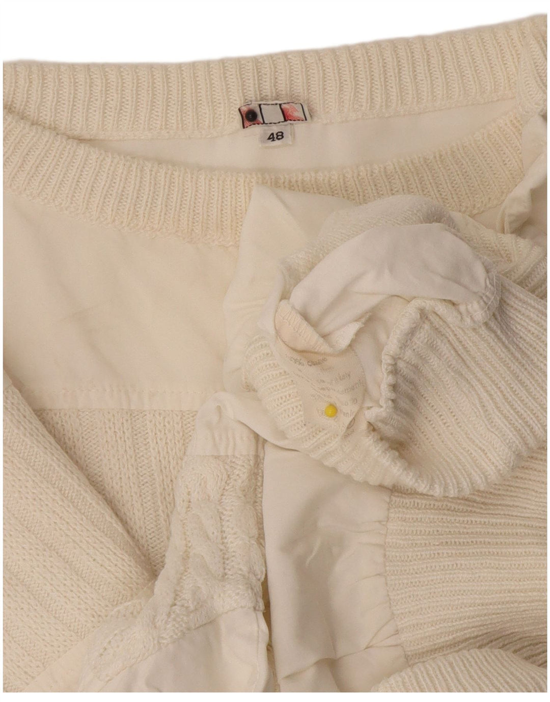 Maglione maglione vintage da uomo con scollo a barca IT 48 cotone bianco sporco medio
