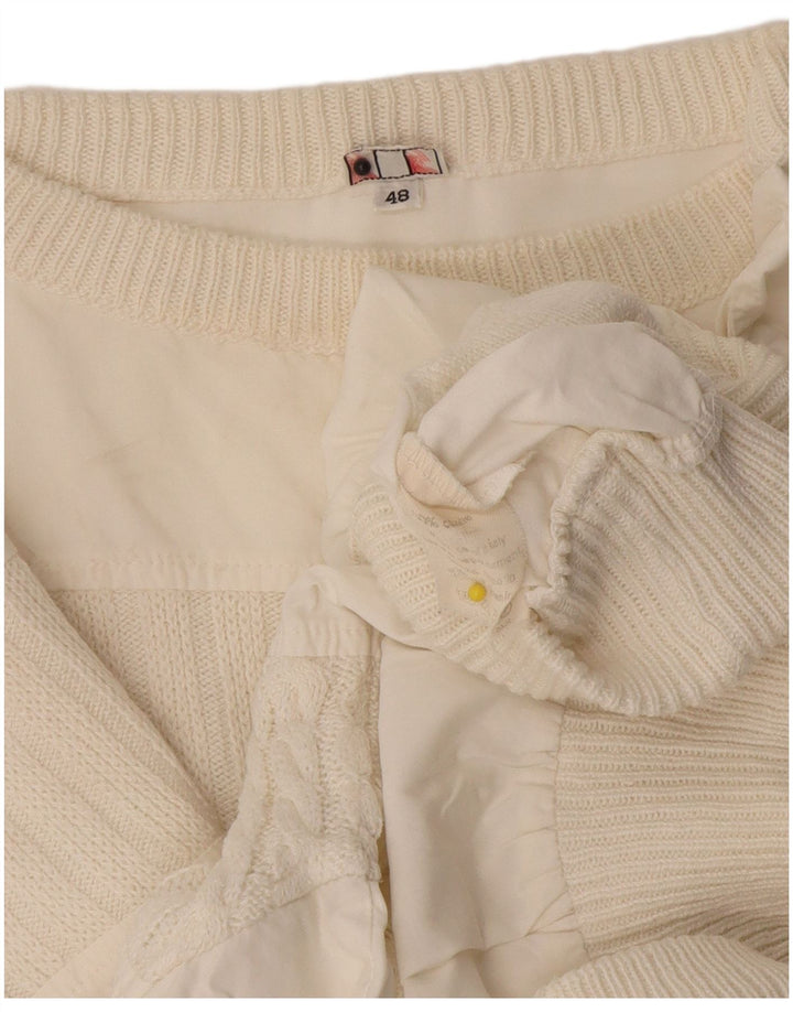 Maglione maglione vintage da uomo con scollo a barca IT 48 cotone bianco sporco medio