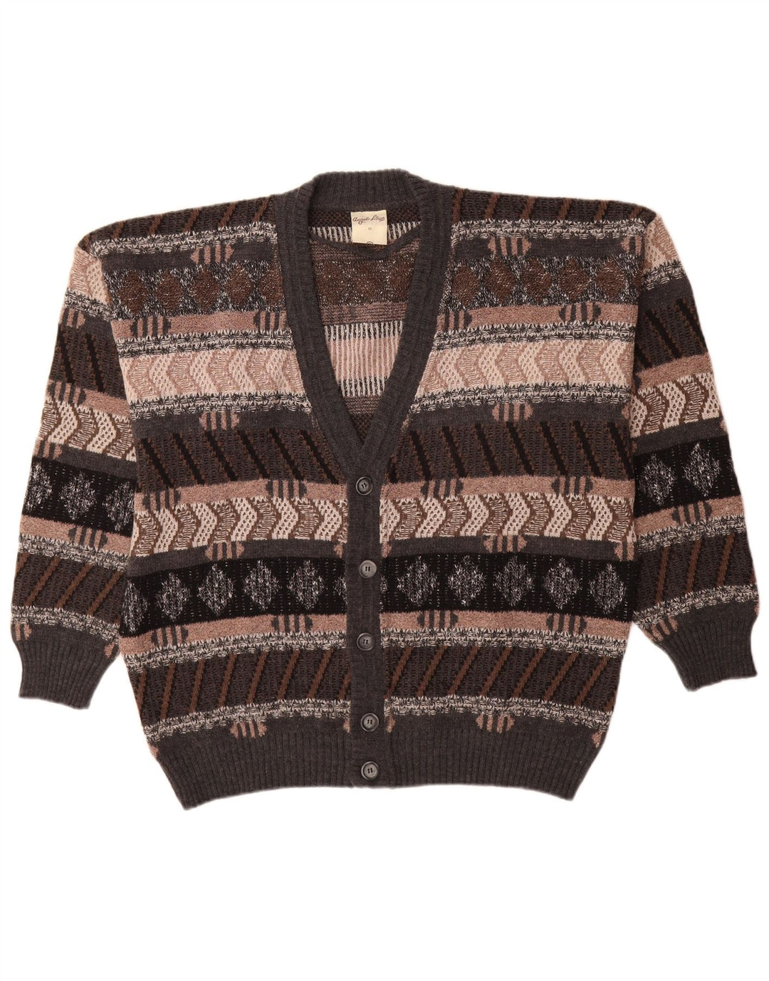 Angelo Litrico Maglione Cardigan Uomo Lana Geometrica Media Multicolore