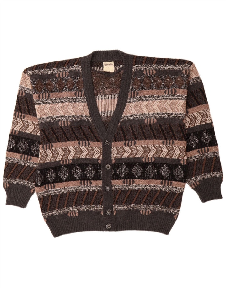 Angelo Litrico Maglione Cardigan Uomo Lana Geometrica Media Multicolore