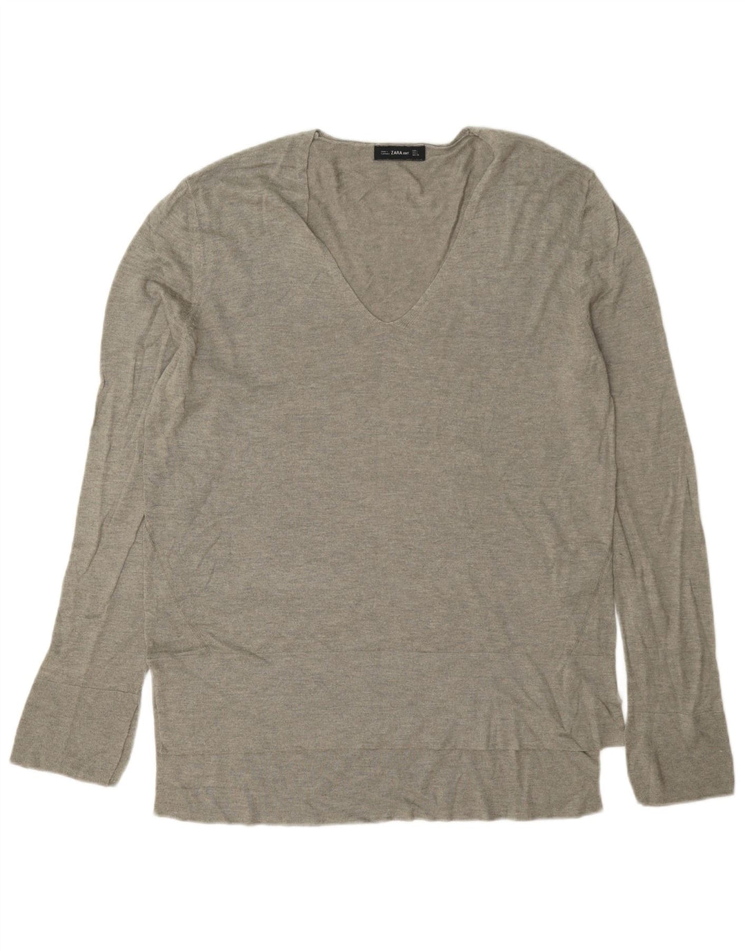 Top Zara da donna a maniche lunghe UK 16 grande in viscosa grigia