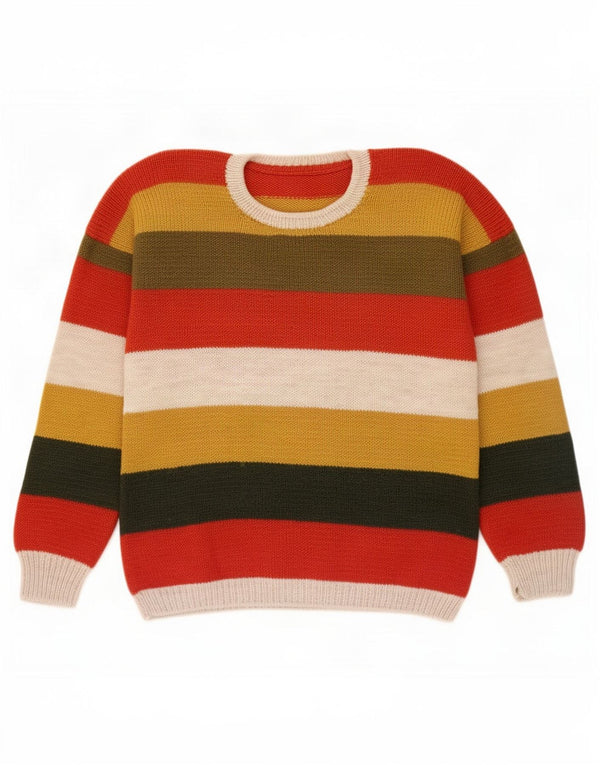 Maglione girocollo da uomo vintage a righe grandi multicolori