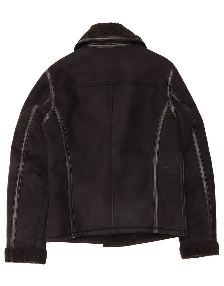 MAISON CINQCENT Womens Loose Fit Sherpa Jacket UK 10 Small Black Polyester Vintage Maison Cinqcent and Second-Hand Maison Cinqcent from Messina Hembry 