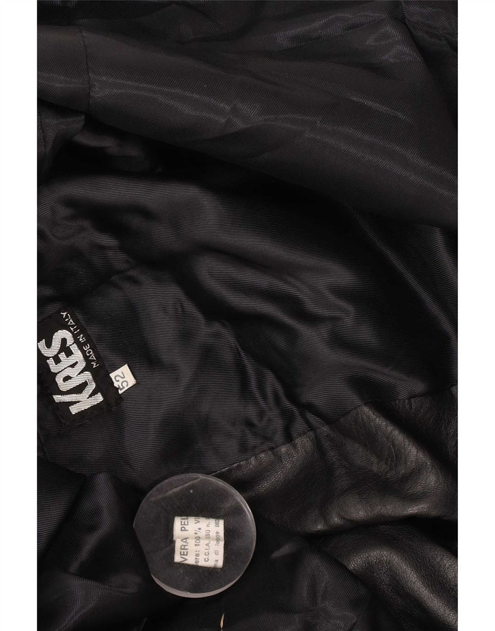Giacca blazer vintage da uomo in pelle a 2 bottoni IT 52 XL nera