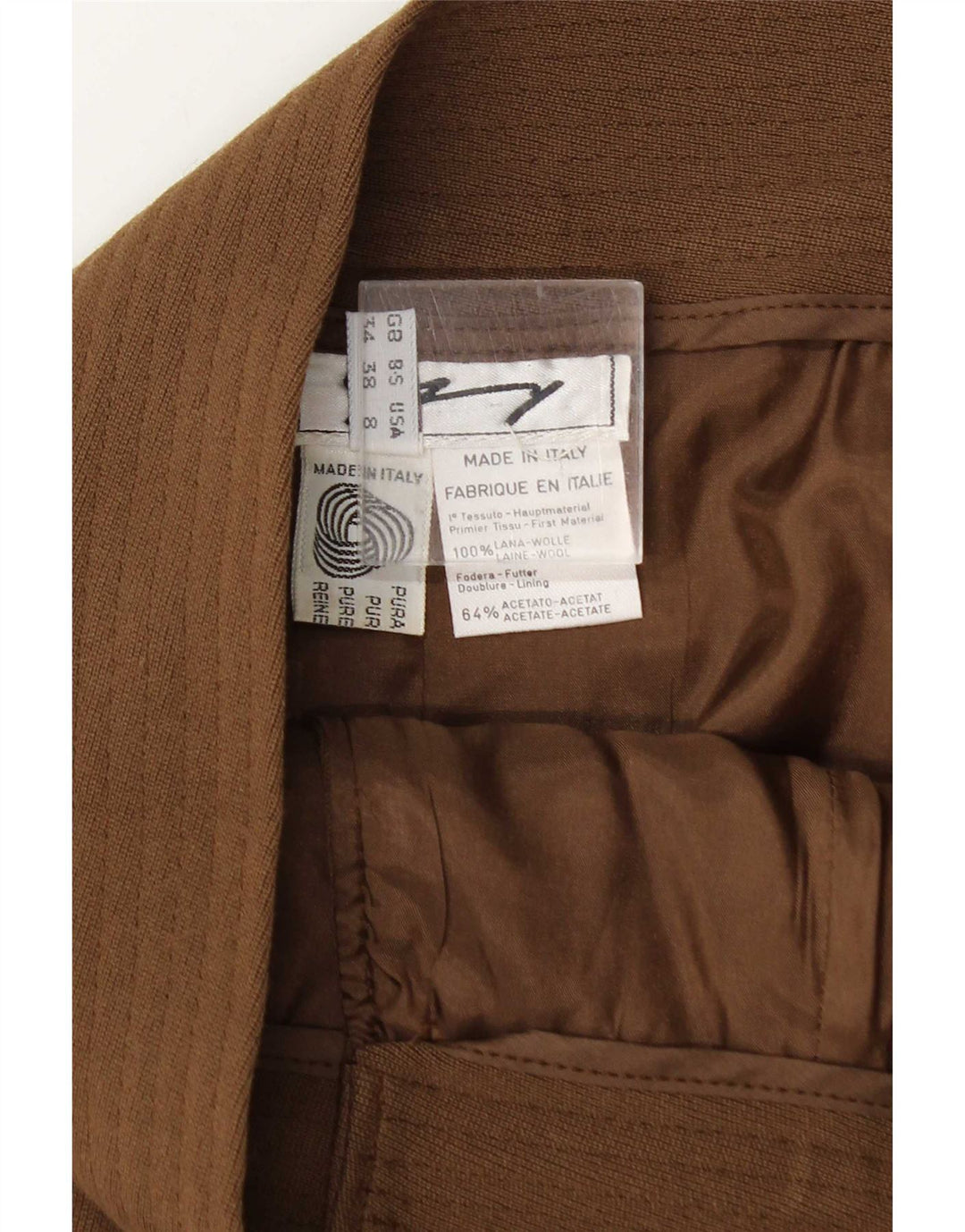 Gonna a portafoglio da donna vintage US 8 media W25 lana marrone