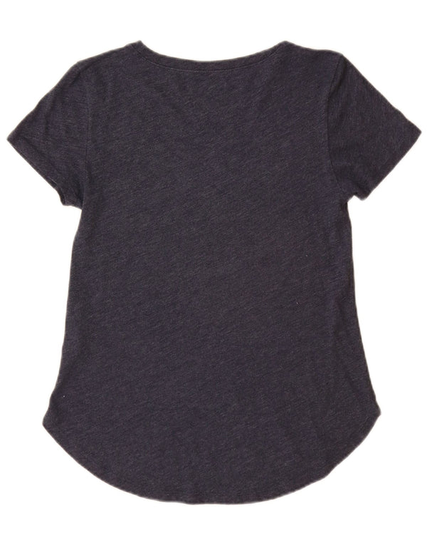 T-shirt grafica da donna HOLLISTER Top UK 6 XS blu navy cotone
