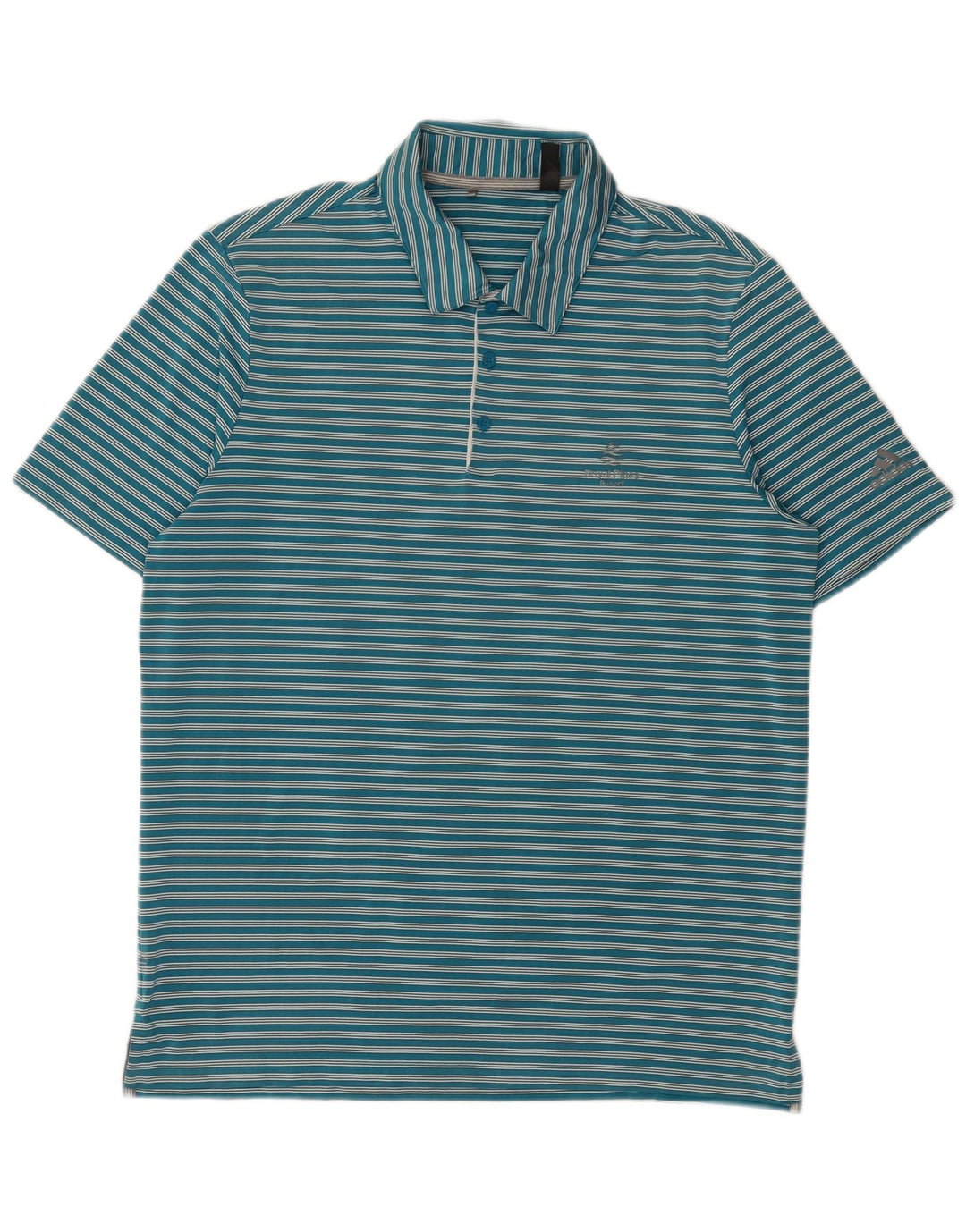Polo Adidas da uomo grande in poliestere a righe blu