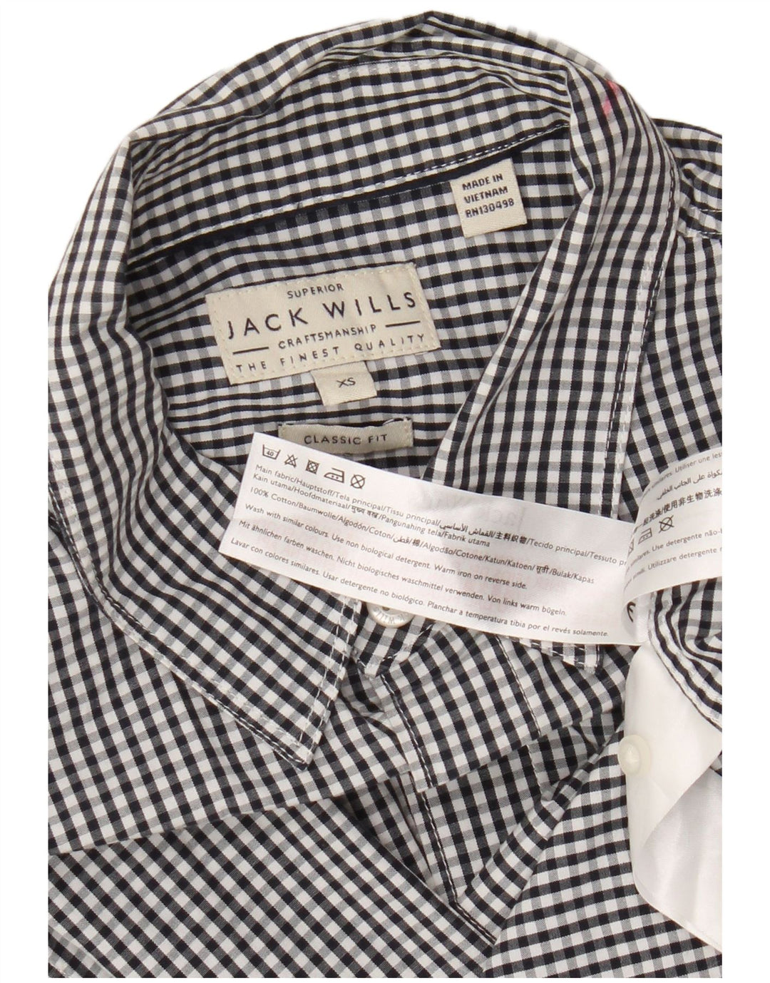 Camicia da uomo Classic Fit Jack Wills XS in cotone a quadretti nero