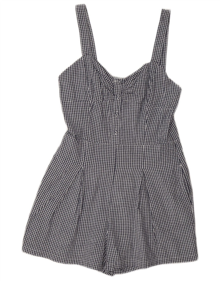 Tuta corta regolare senza maniche da donna Jack Wills UK 10 piccolo cotone a quadri blu