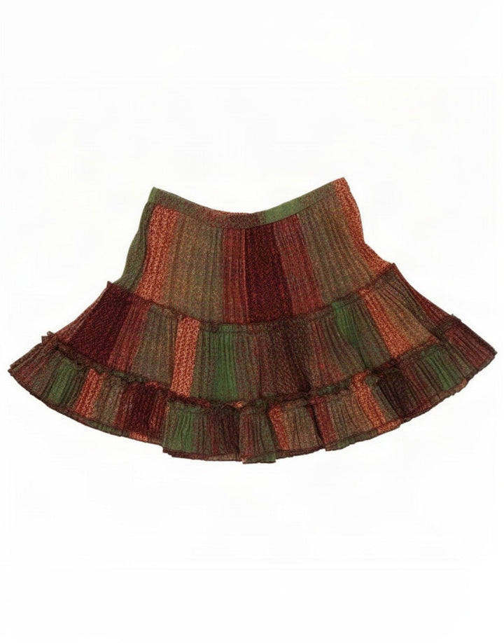 Vintage Womens Mini Tiered Skirt Medium W28 Multicoloured Colourblock
