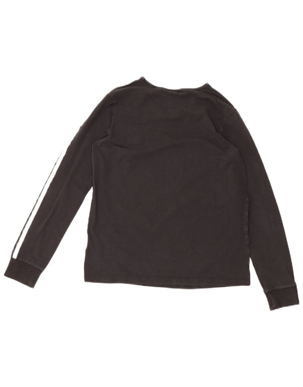 Adidas Donna Top Manica Lunga UK 14 Medio Nero Cotone Sportivo