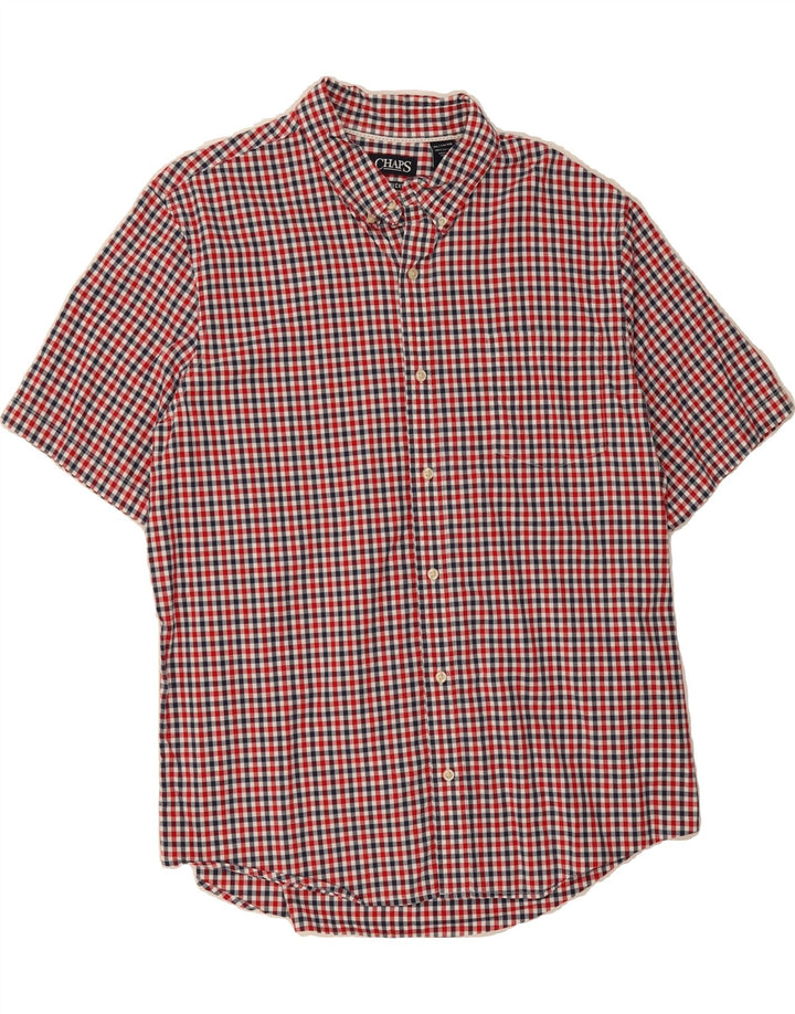 CHAPS Mens Short Sleeve Shirt XL Red Gingham Cotton Vintage Chaps and Second-Hand Chaps from Messina Hembry 