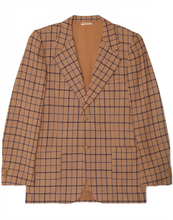 Giacca blazer da uomo a 2 bottoni Cerruti 1881 IT 54 2XL Beige a quadri classico