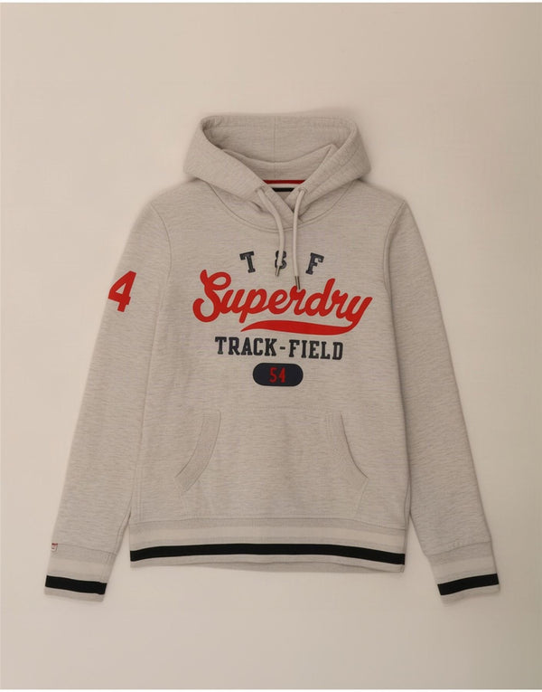 Felpa con cappuccio grafica da donna Superdry UK 6 XS cotone grigio
