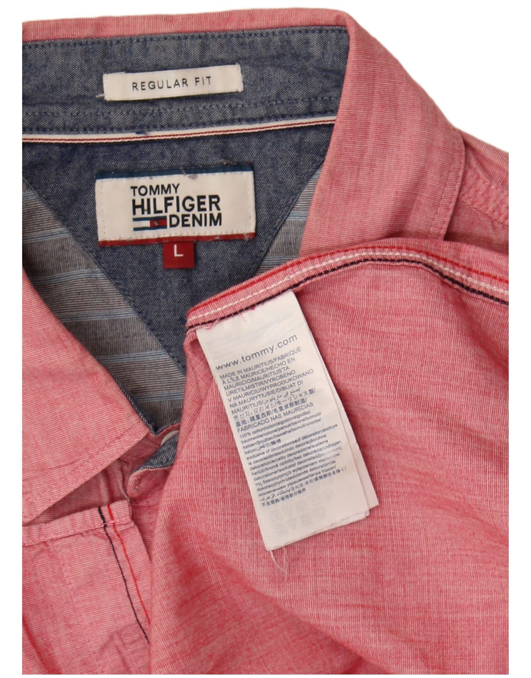 Camicia da uomo Regular Fit Tommy Hilfiger Large in cotone rosa