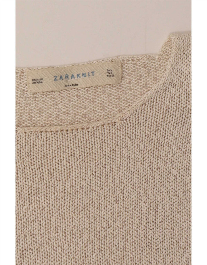 Top Zara In Maglia Da Donna Top UK 10 Small Beige