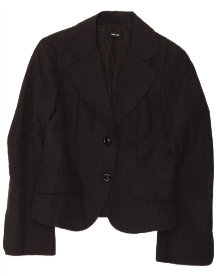 Max & Co. Giacca blazer da donna a 2 bottoni UK 14 grande cotone nero
