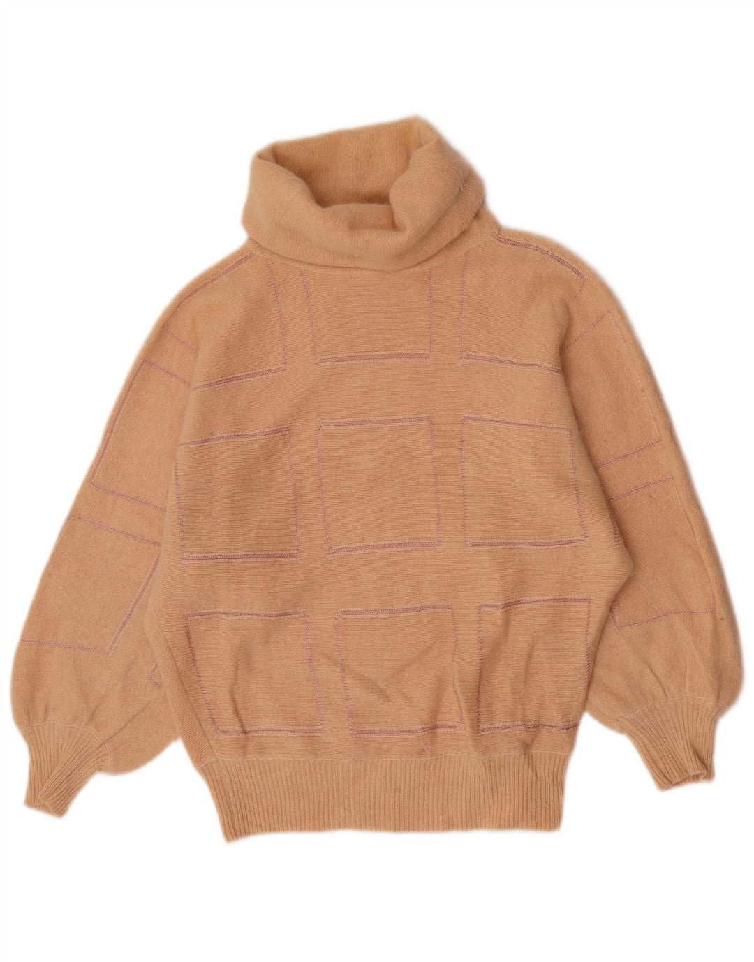 Maglione maglione vintage da donna con collo alto IT 44 rosa medio geometrico