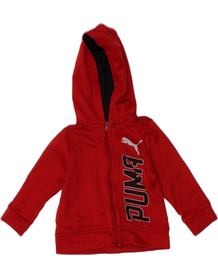 PUMA Baby Boys Graphic Zip Hoodie Sweater 9-12 Months Red Polyester Vintage Puma and Second-Hand Puma from Messina Hembry 