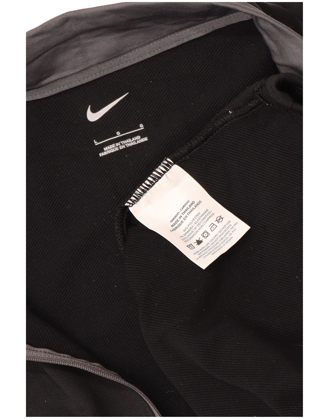 NIKE Top da tuta pullover con zip e collo da uomo, grande, in poliestere nero