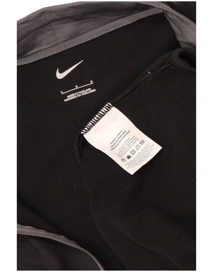 NIKE Top da tuta pullover con zip e collo da uomo, grande, in poliestere nero