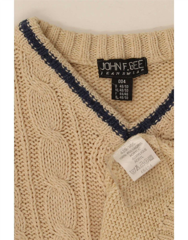 Maglione da uomo con scollo a V John F Gee IT 48/50 Poliacrilico beige medio